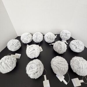 12 Faux Fur Christmas Tree Ornaments Room Decor Fuzzy Gray Balls Craft